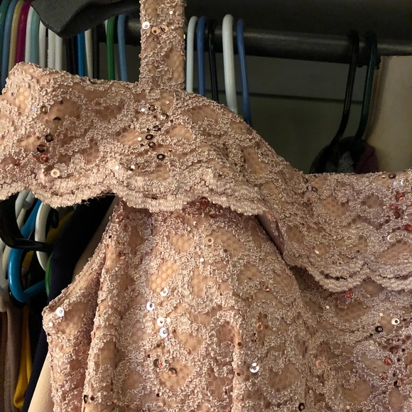 Beautiful sequins and lace off the shoulder dress - Picture 2 of 5